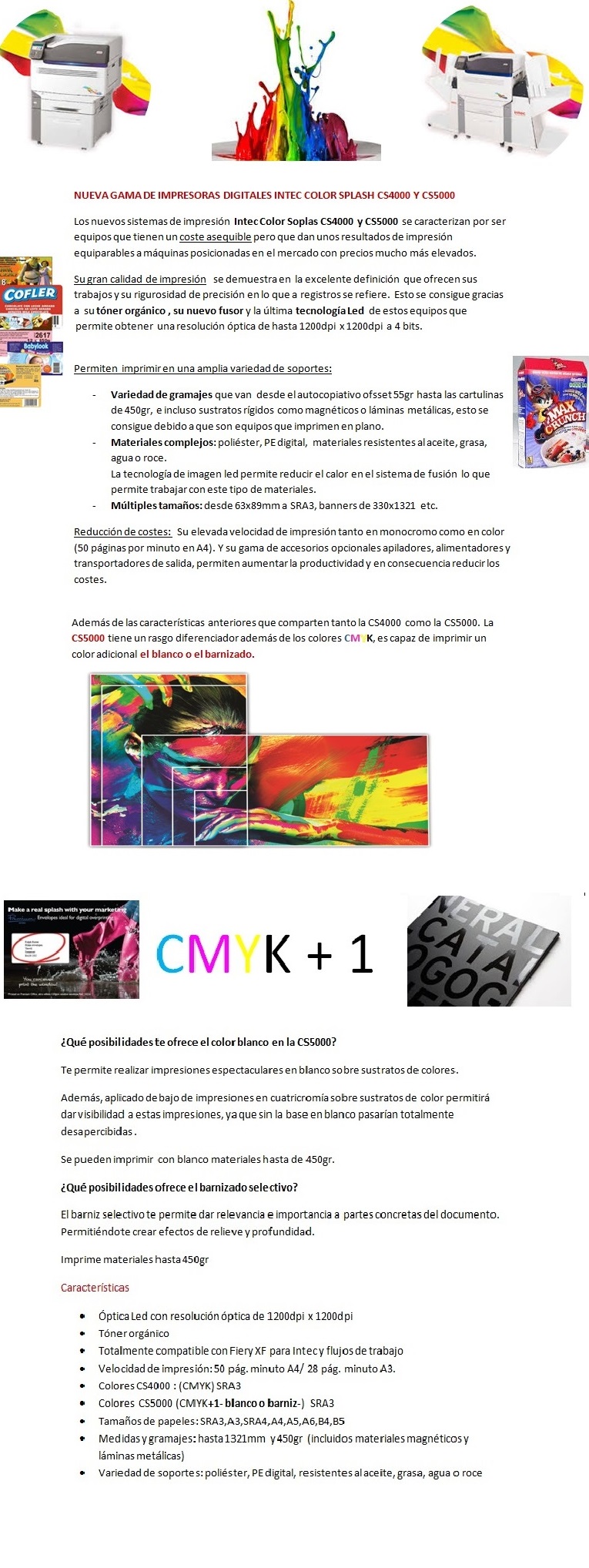 Nueva gama de impresoras digitales Intec Color Splash CS4000 y CS5000